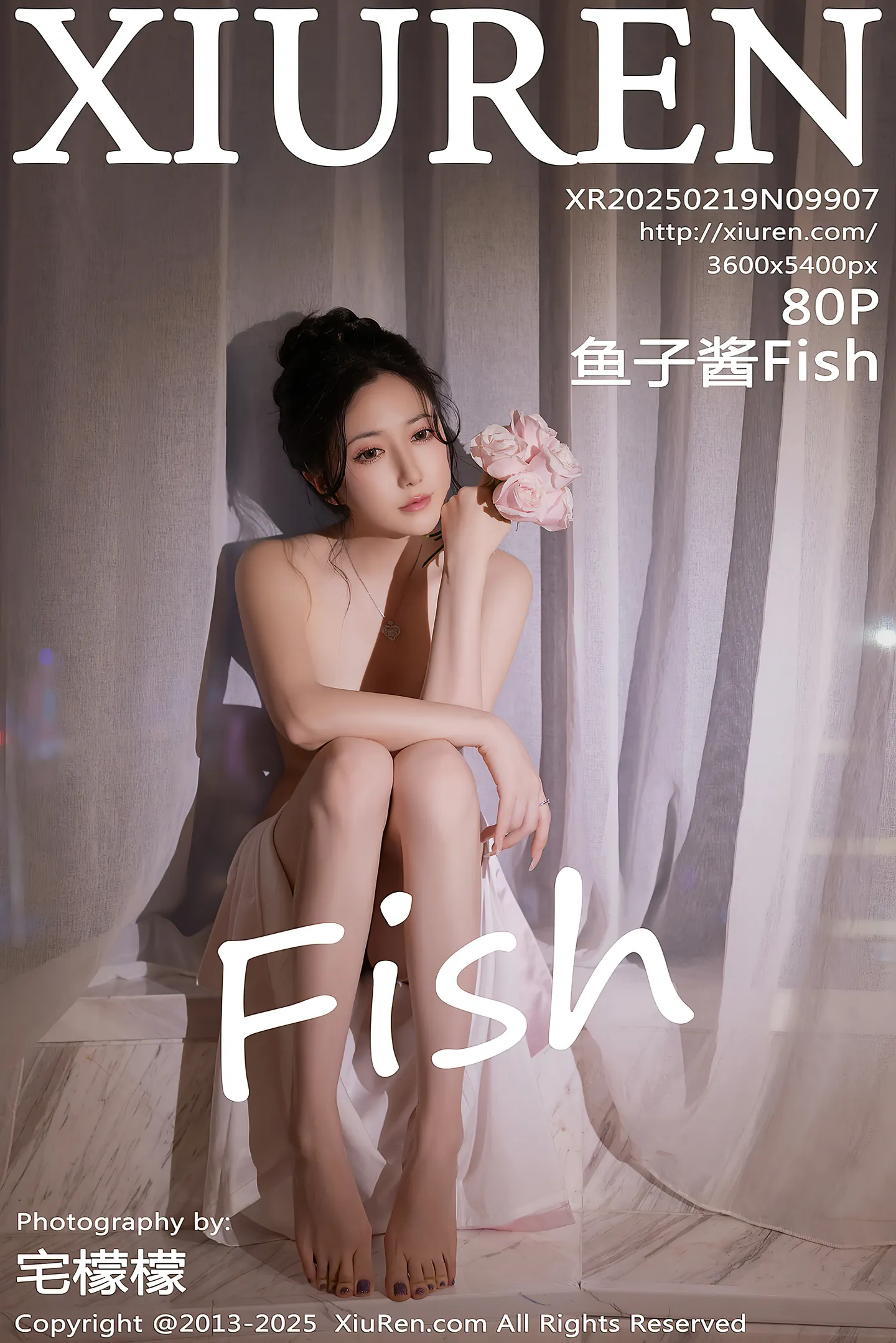 [XiuRen秀人网] VOL.9907 模特鱼子酱Fish生日主题白色内衣配超薄肉丝秀曼妙身姿诱惑写真80P-秀人网官方网站